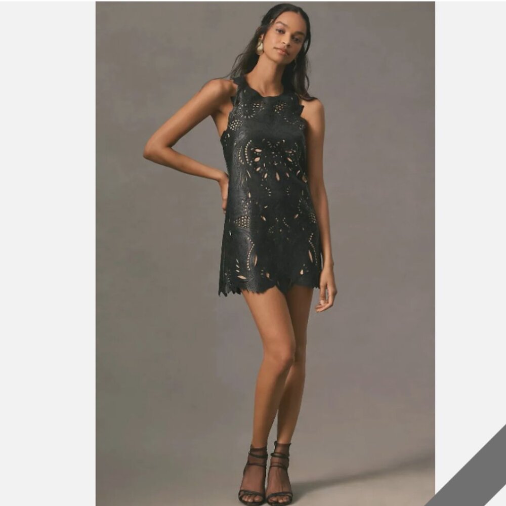 Brand New by Anthropologie Faux Leather Cutout Mini Dress